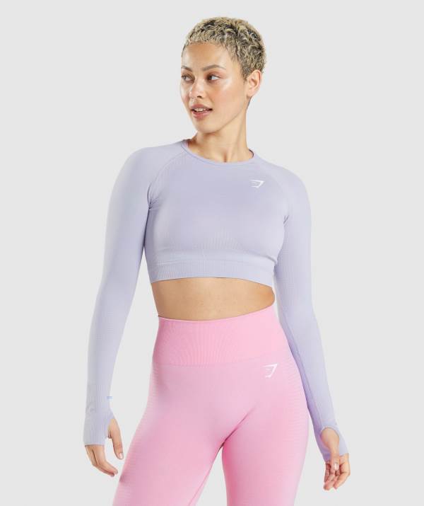Damske Crop Top Gymshark Vital Seamless 2.0 Siva Modre | EH1589073